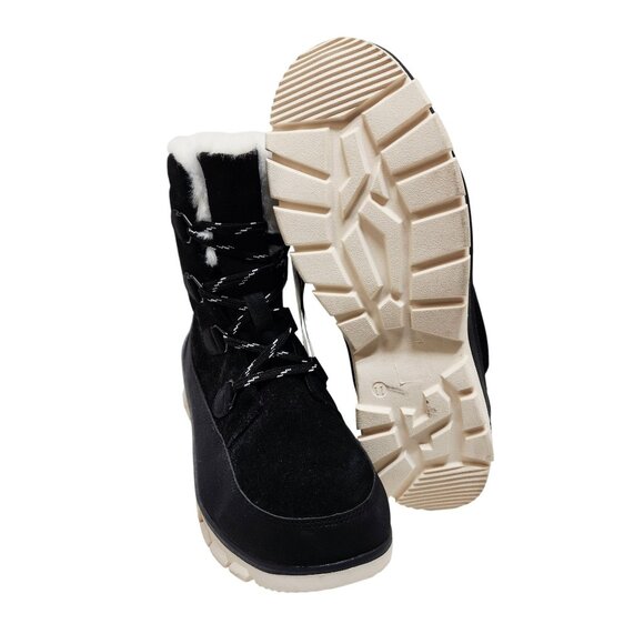 Womens Size 11 Black Winter Snow Boots With Faux Fur Lining Lace-Up Closure - Picture 9 of 9